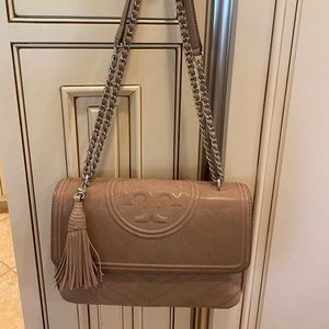 Tory Burch leather chain bag w tassle